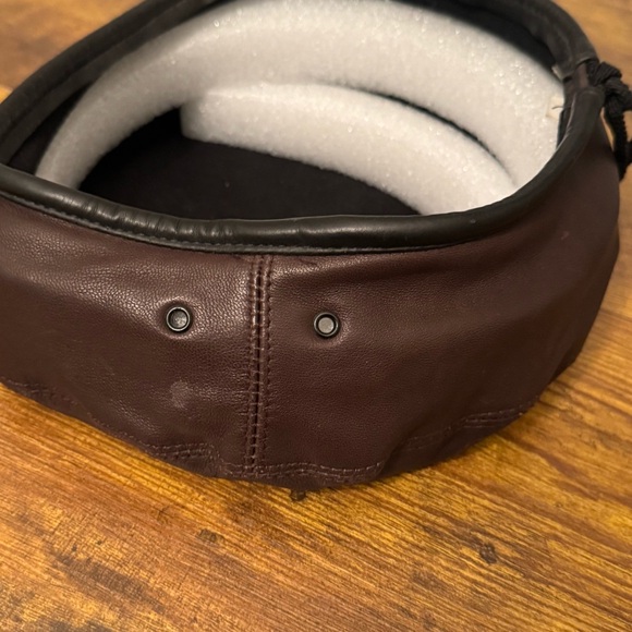 Eric Javits Brown Leather Beret Hat Vintage Drawstring Riding Style L - Picture 6 of 10